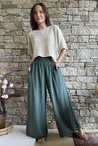 Basso Shirring Wide Leg Pant Deep Moss